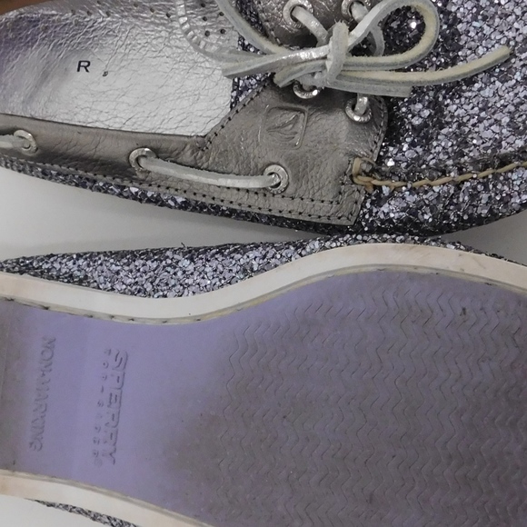 Sperry Silver Glitter Boat Shoe - Picture 3 of 3